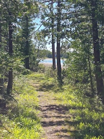 Hiking at Thompson's Harbor State Park.