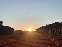 Sunrise view from our bedroom window.