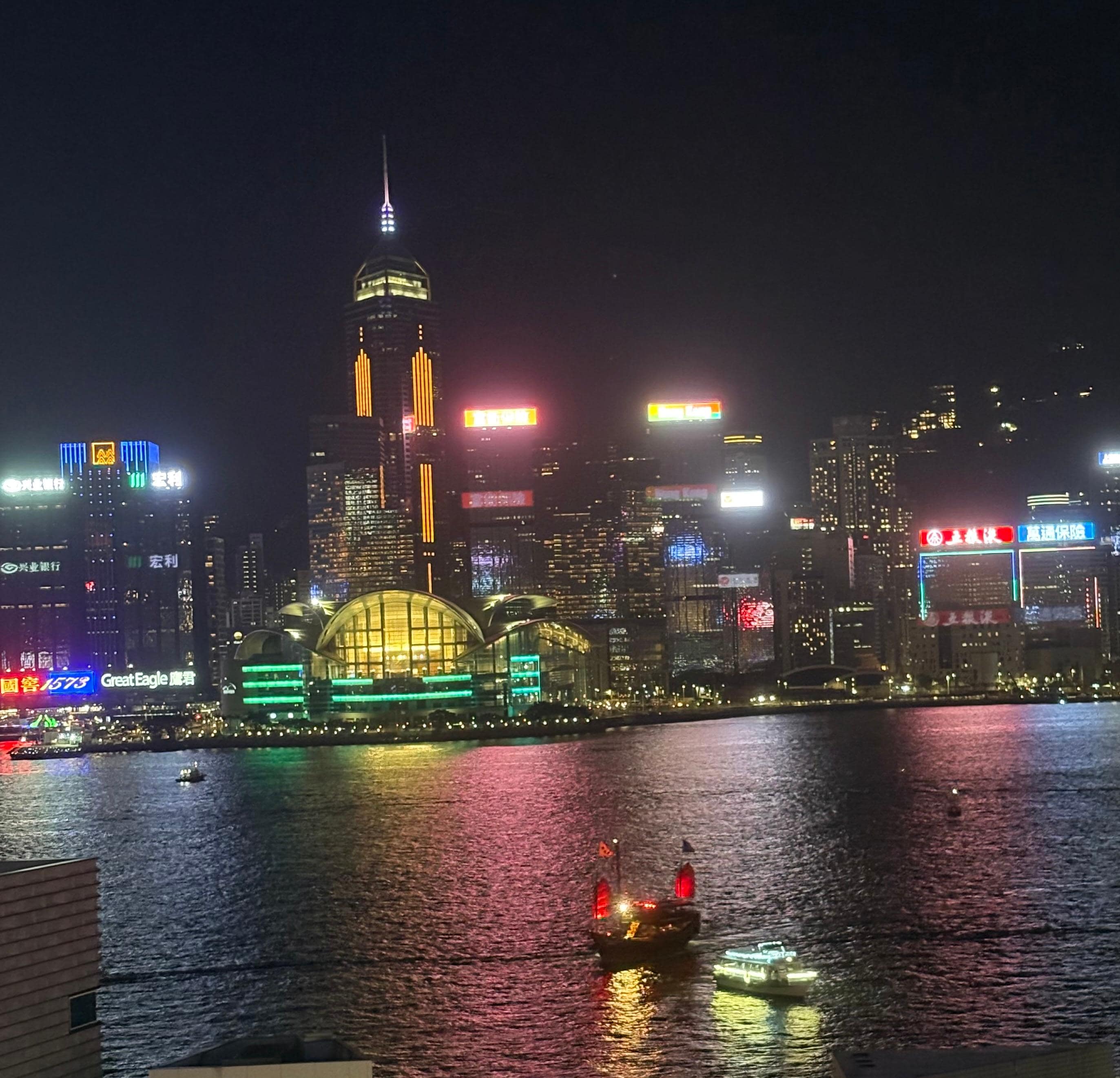 Victoria Harbour from our room at night