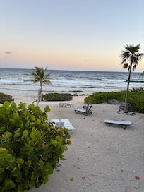 The private beach on the property.