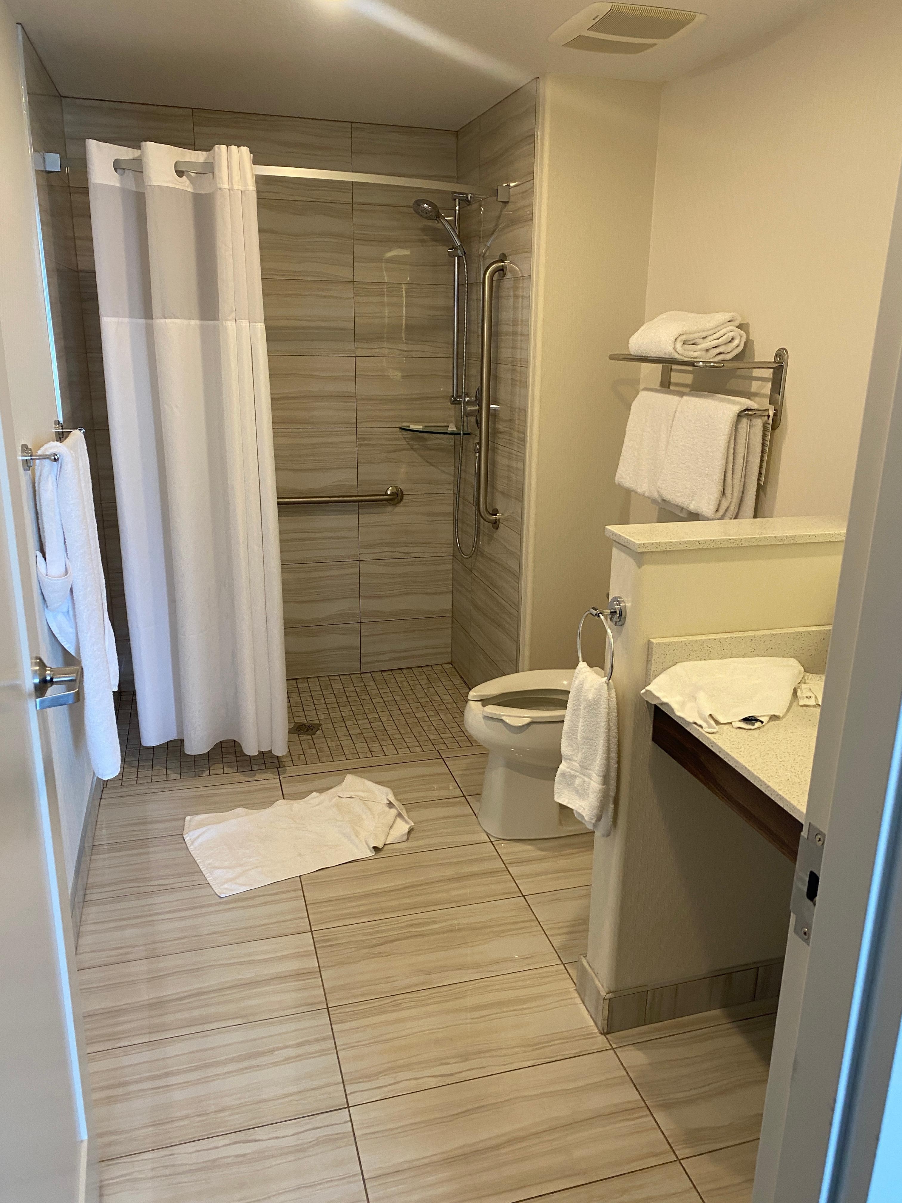 Bathroom clean with no step shower