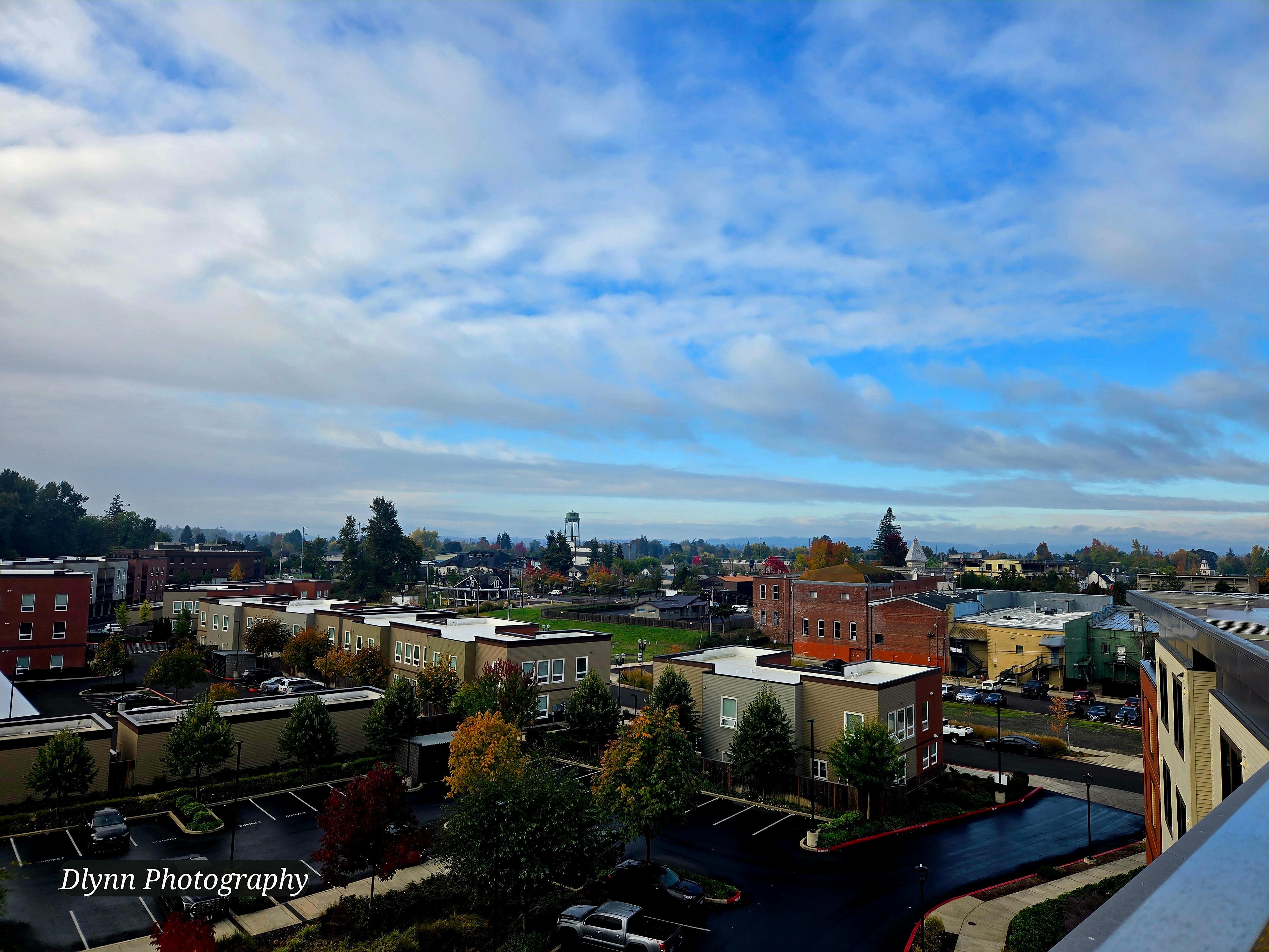 Rooftop view looking into town