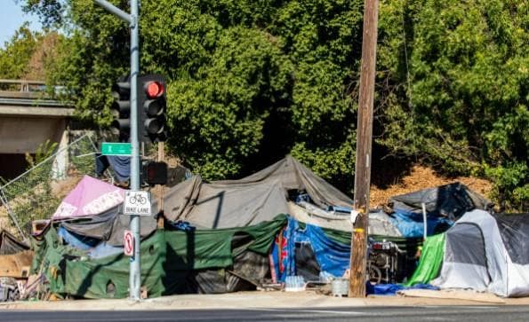 Across the street from the hotel entrance