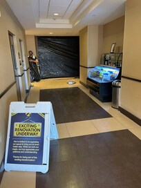 This was the makeshift lobby in the hallway.