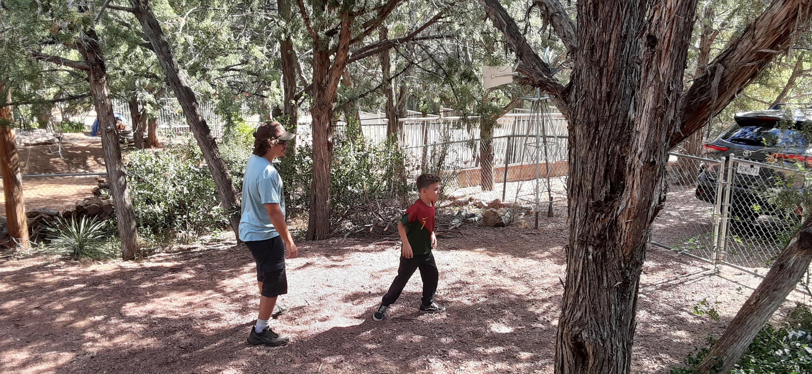 Grandson and Great Grandson playing soccer