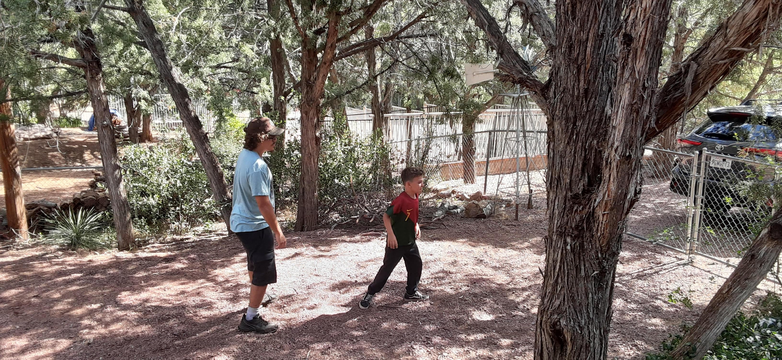 Grandson and Great Grandson playing soccer
