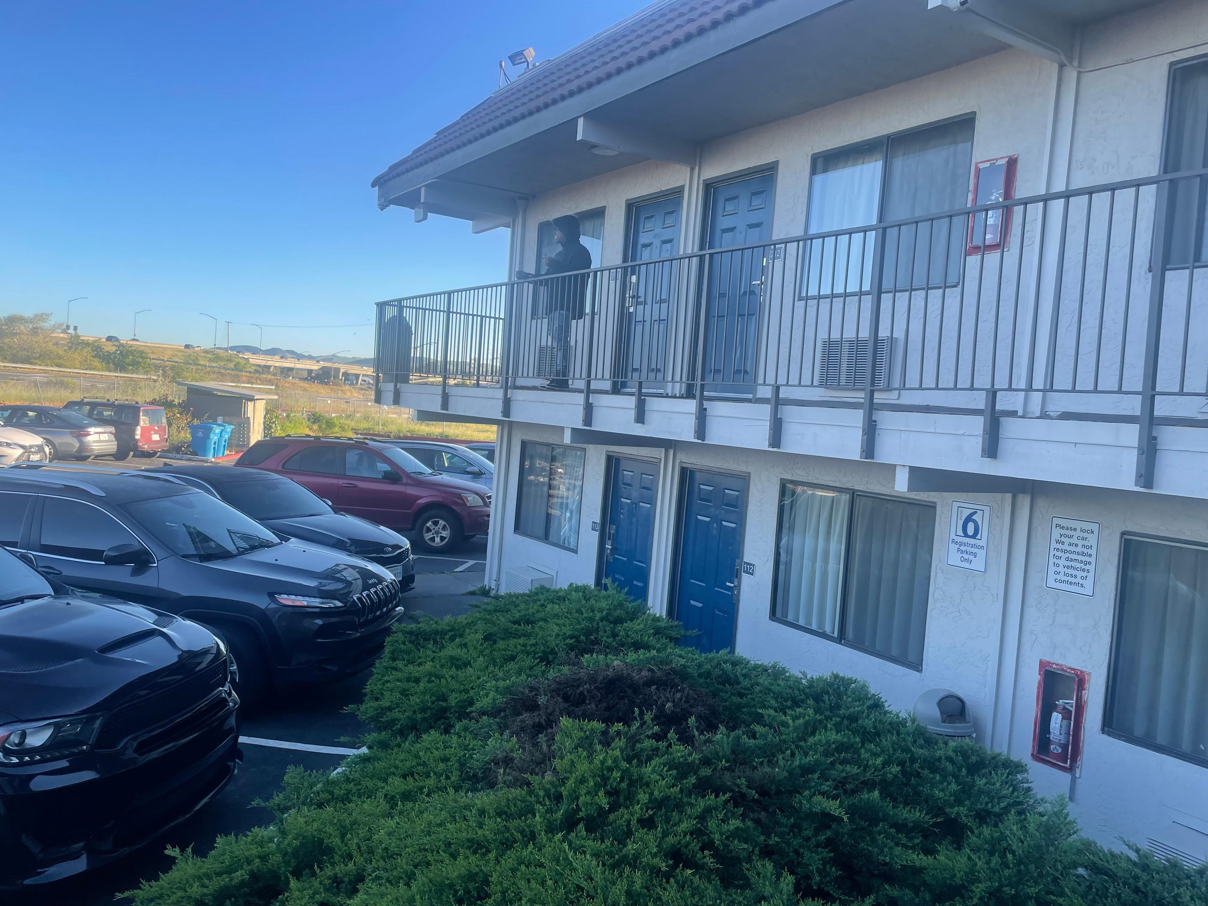 As you can see the guest smoking outside of his room.