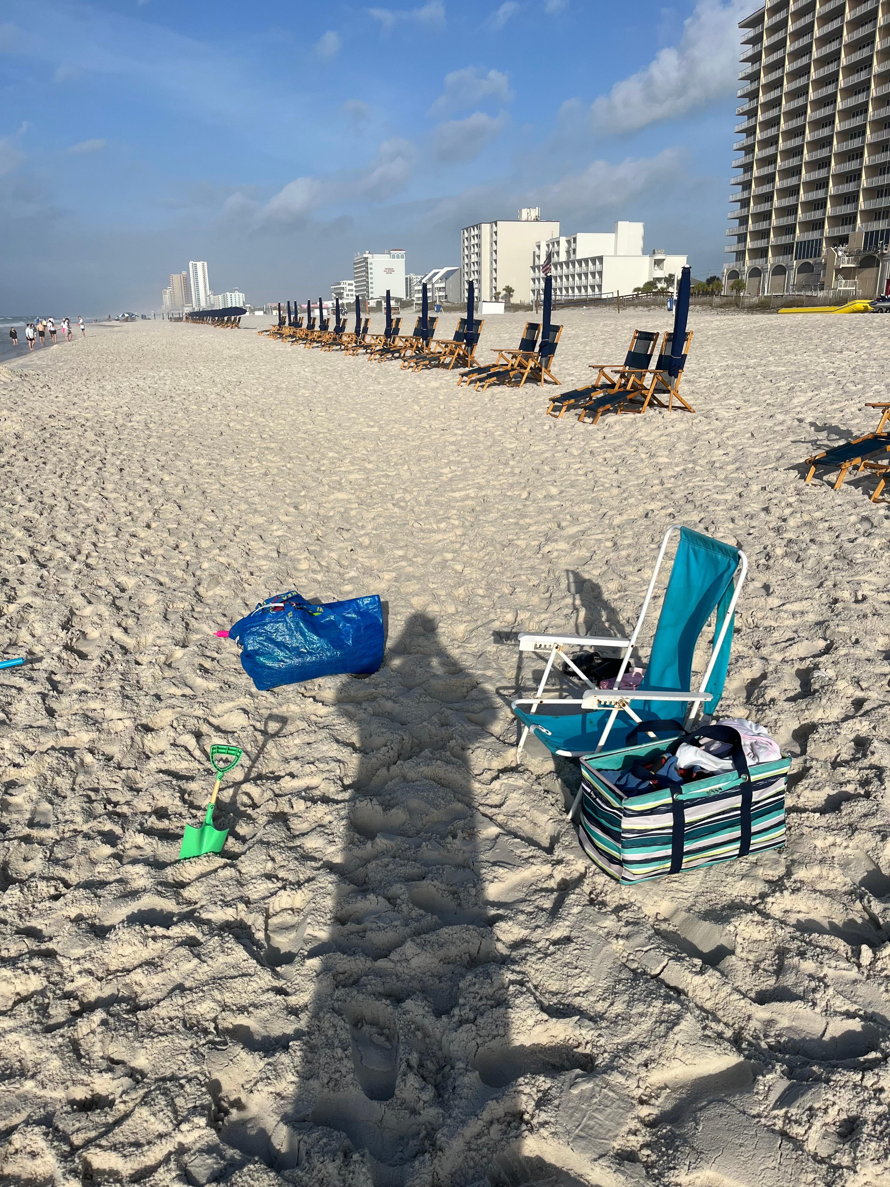 Right in front of the condo on the beach