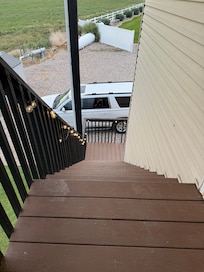 Steep steps into the condo