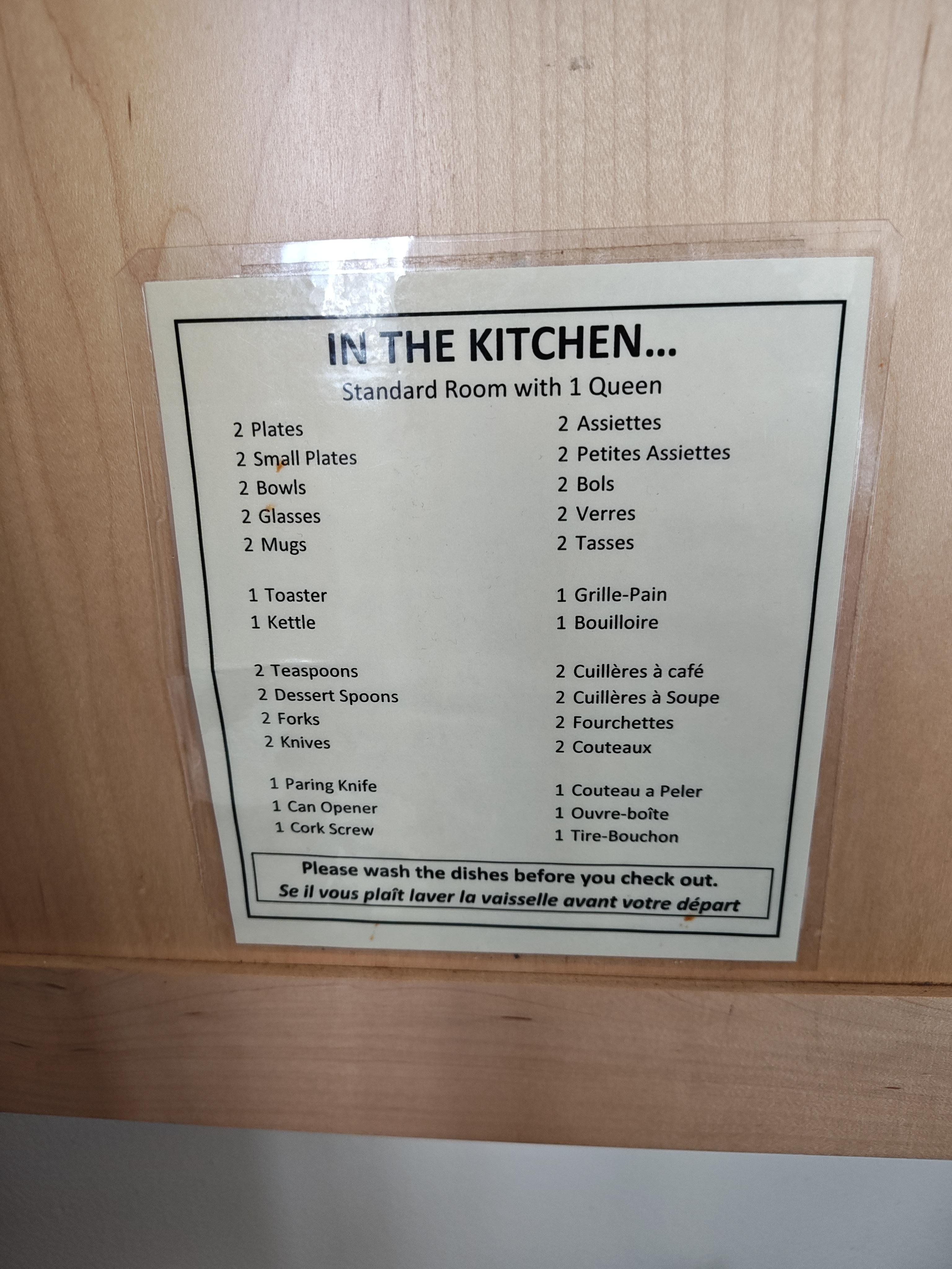 Kitchen supply list