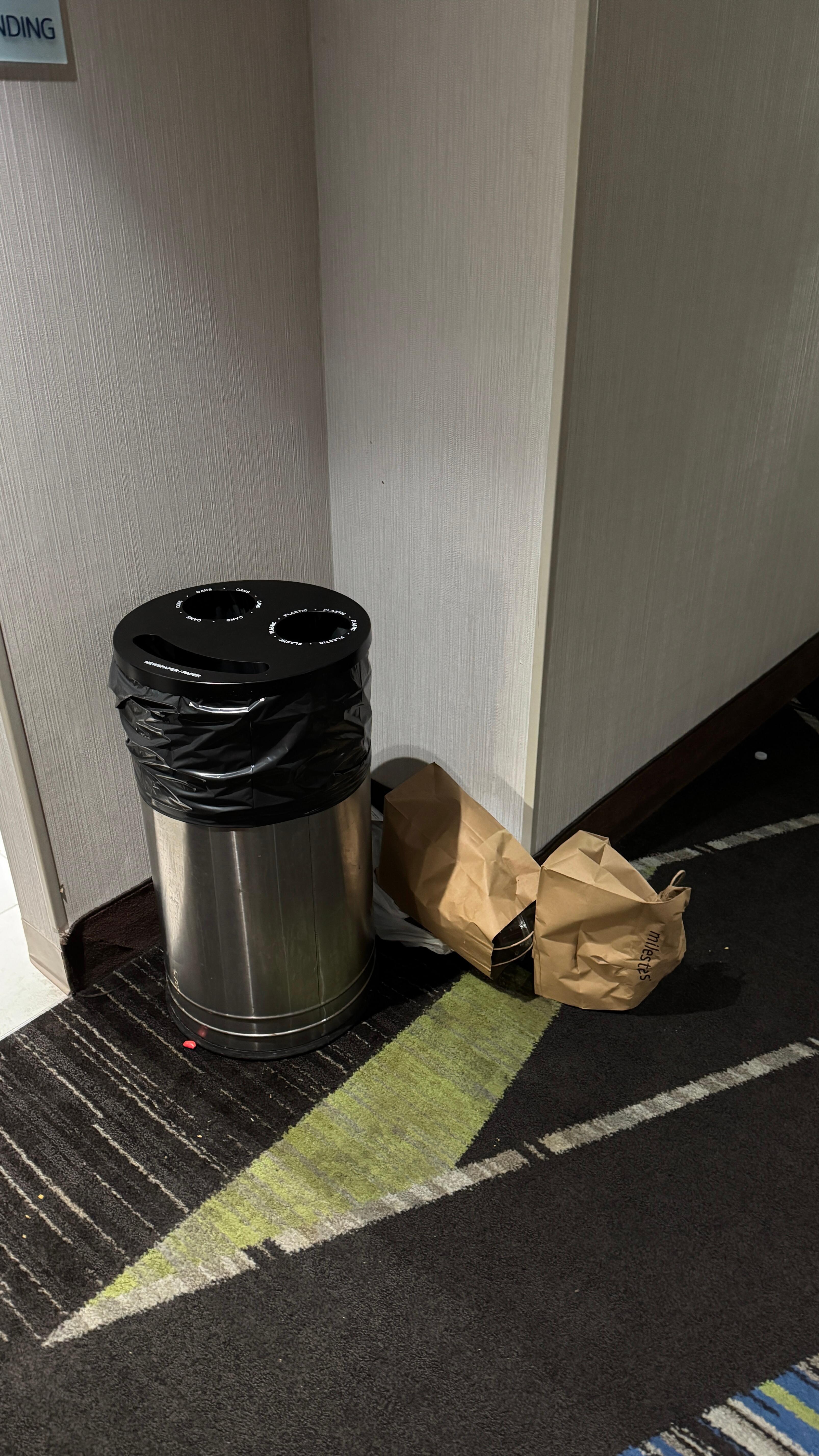 garbage sitting in hallway overnight, morning…