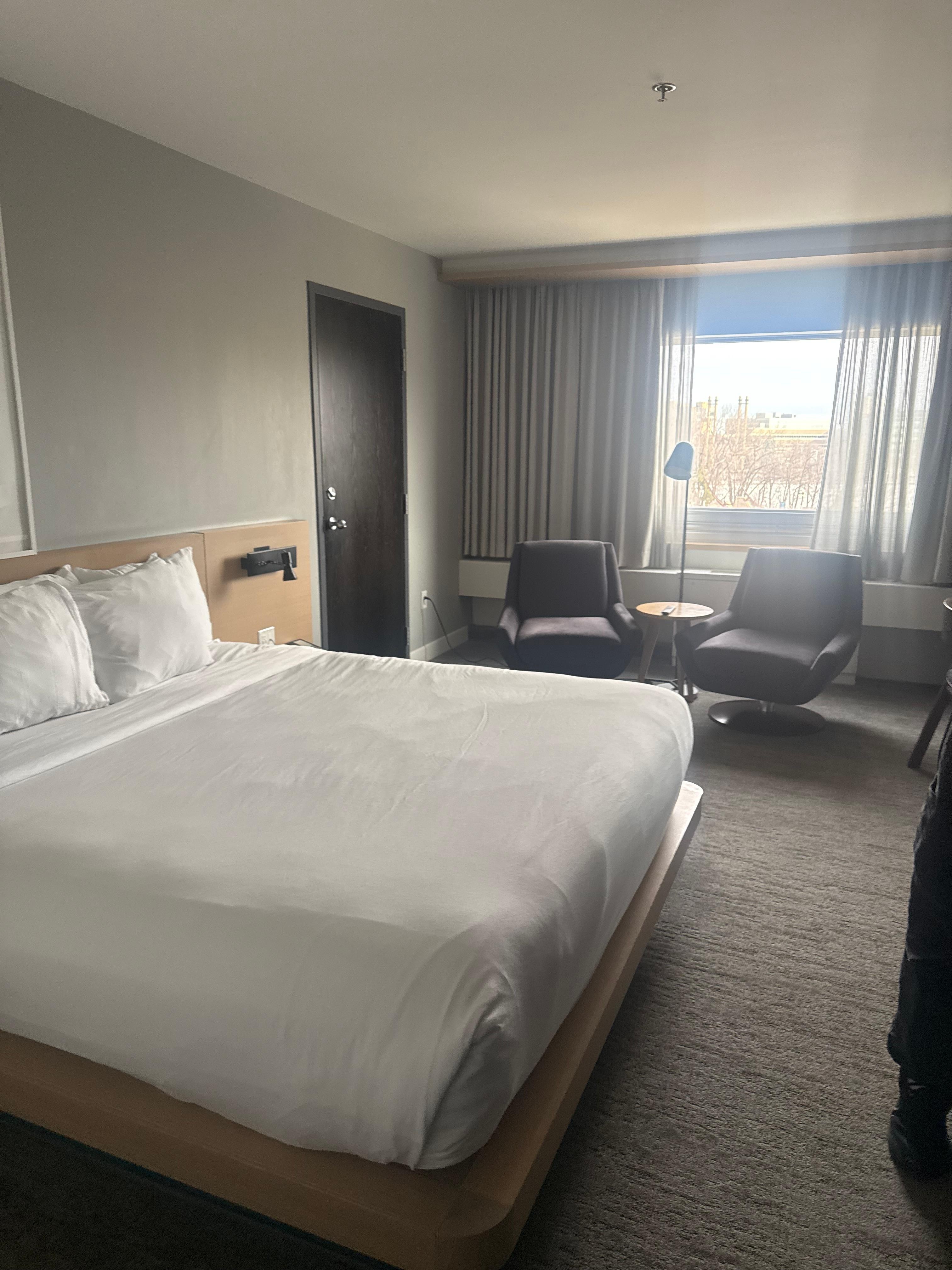 Sleek and comfortable room. I really liked the king size bed.