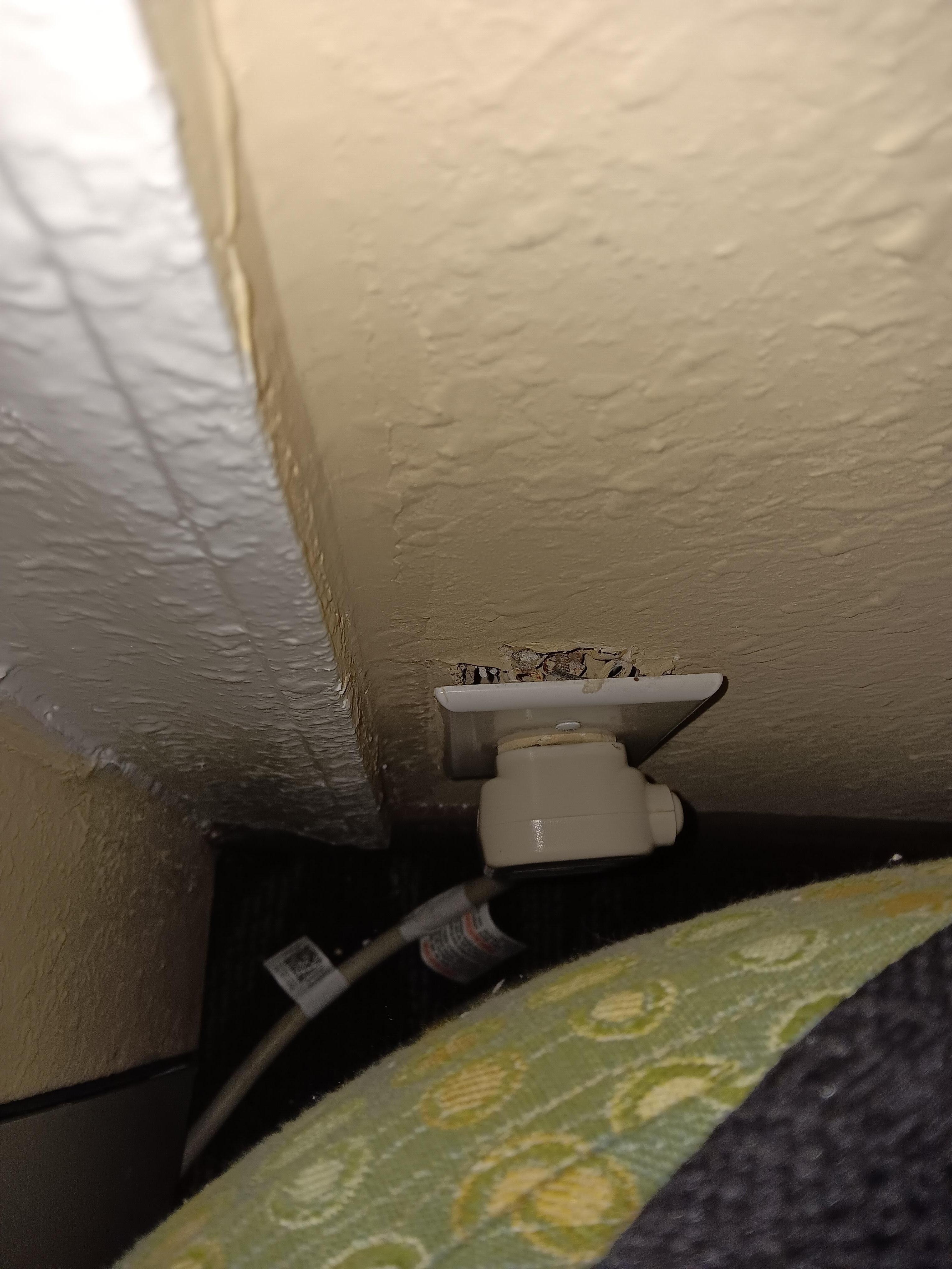 Plug outlet not connected completely. Unsafe for little ones to be around. 