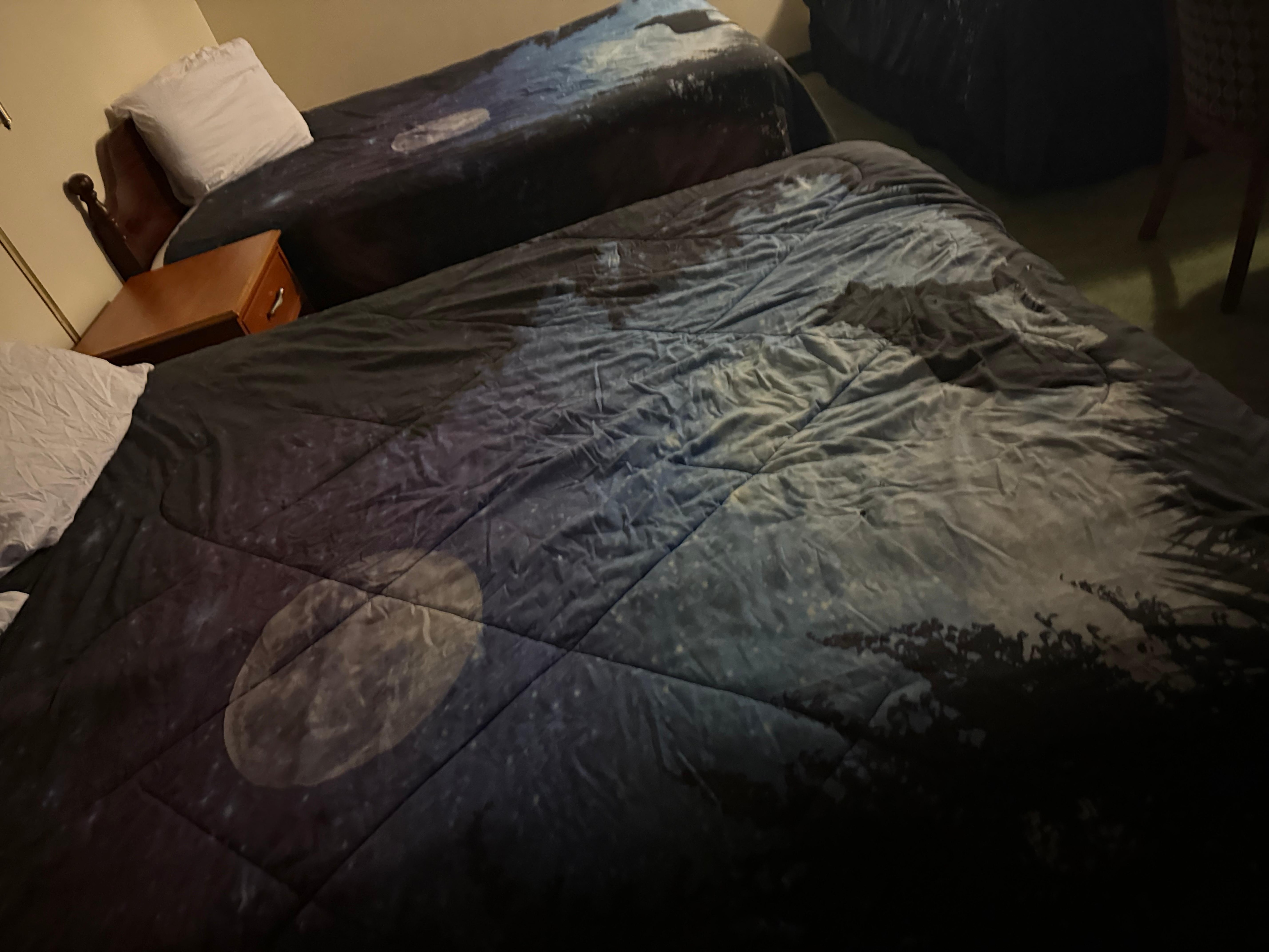 Blanket with lots of cigarette burns