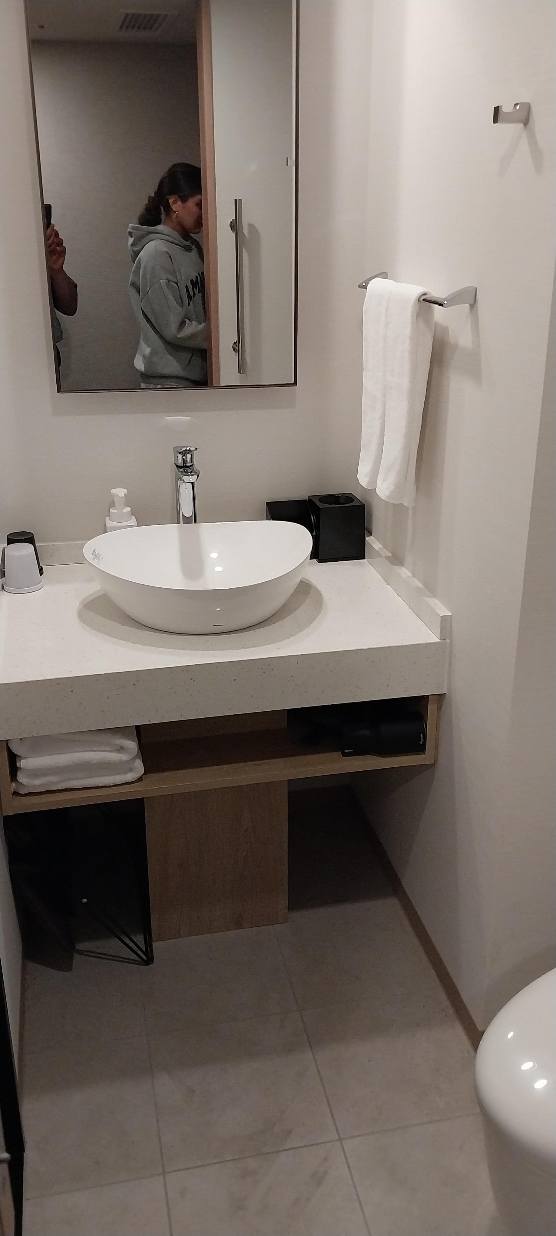 Nicely equipped bathroom