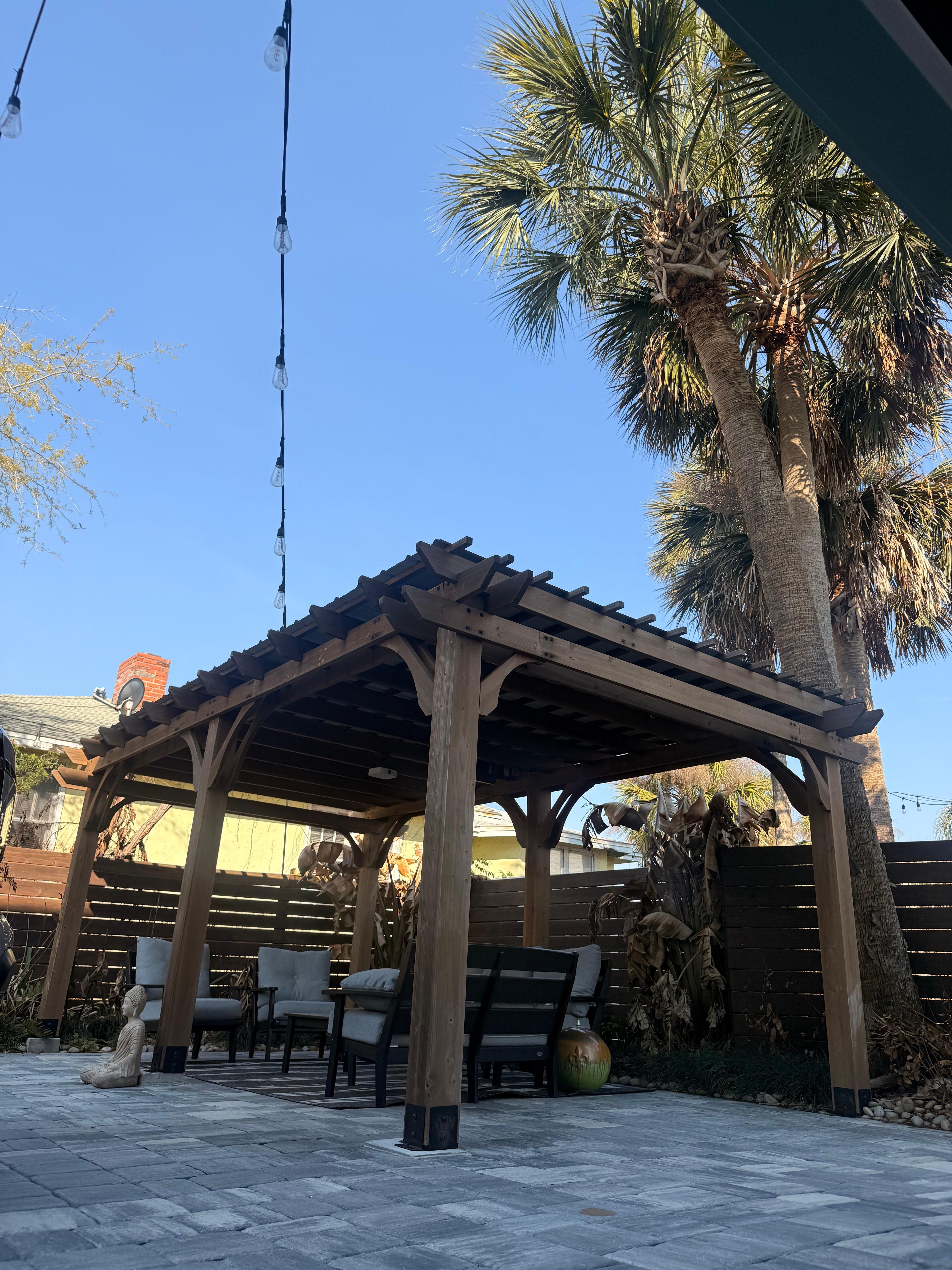 Gazebo with a projector. 
