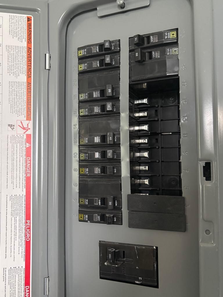 exposed parts of power panel 