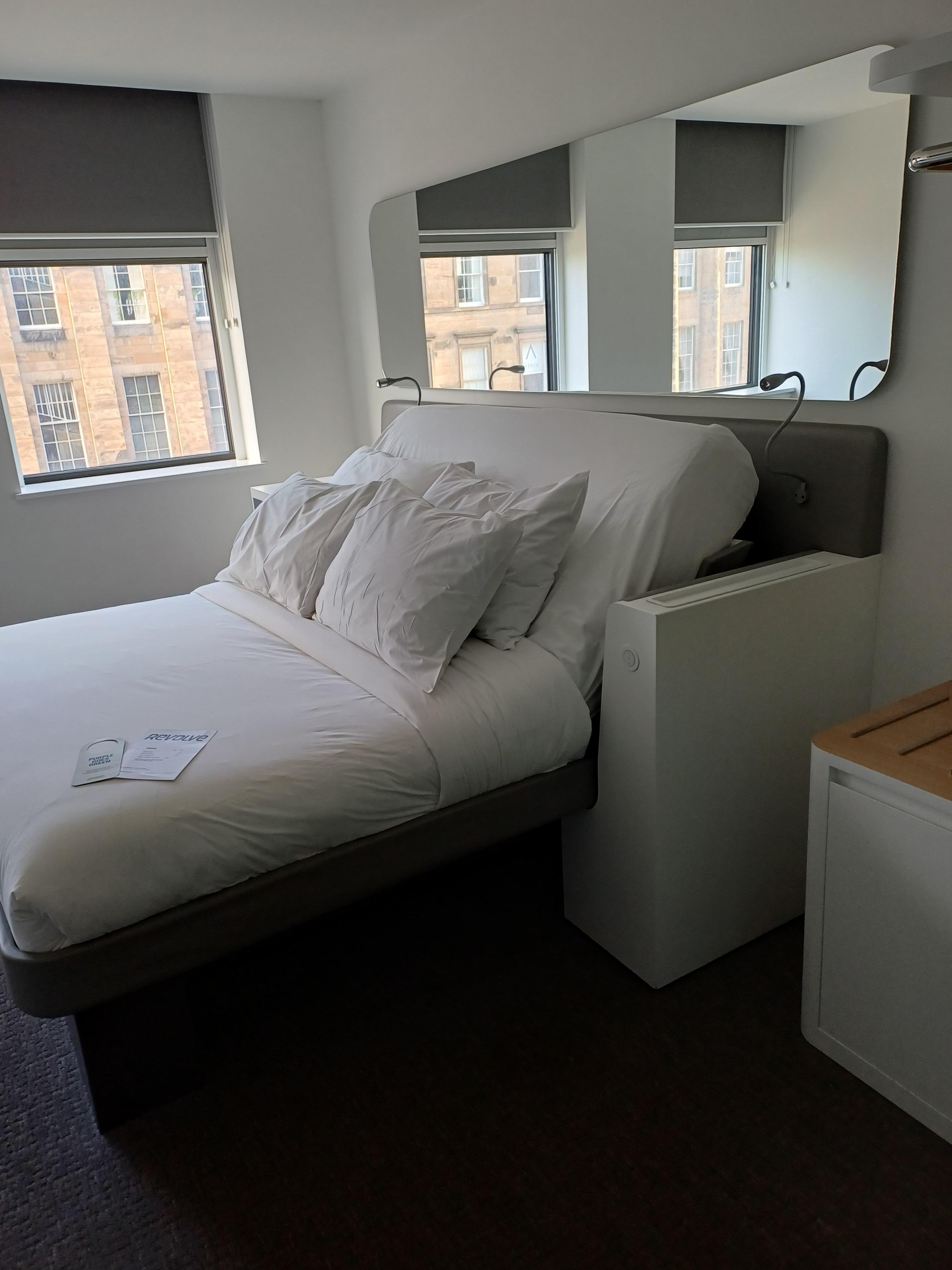 Very comfortable bed and airy room .