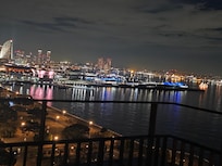Rooftop view towards the Cruiseship pier from The Gate Hotel.