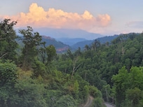 View from the porch (Mount LeConte in the clouds)