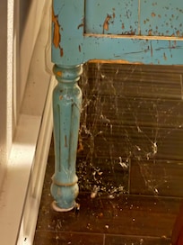 Downstairs bedroom behind the bed