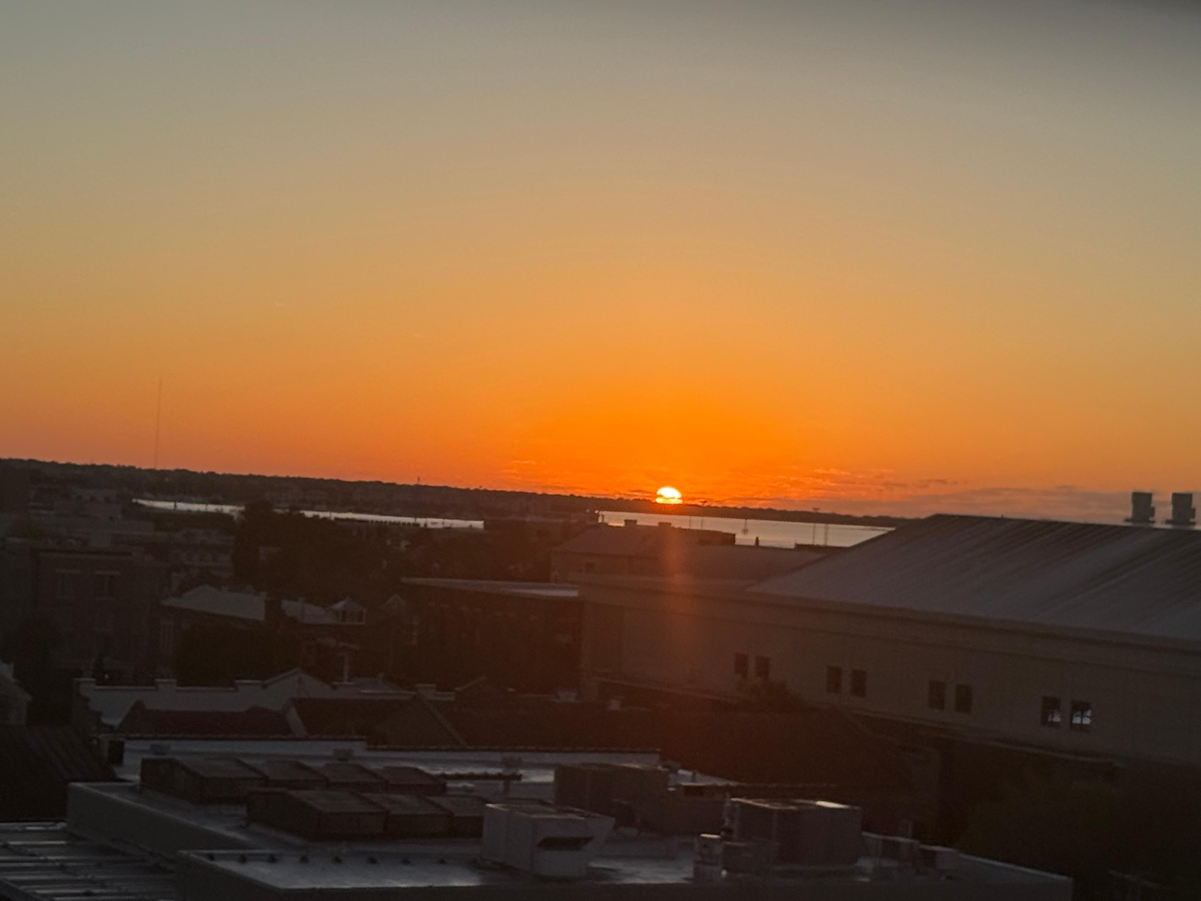 Sunrise over harbor from rm 612