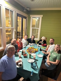 Low country boil night! Plenty of room at the outdoor dining table!