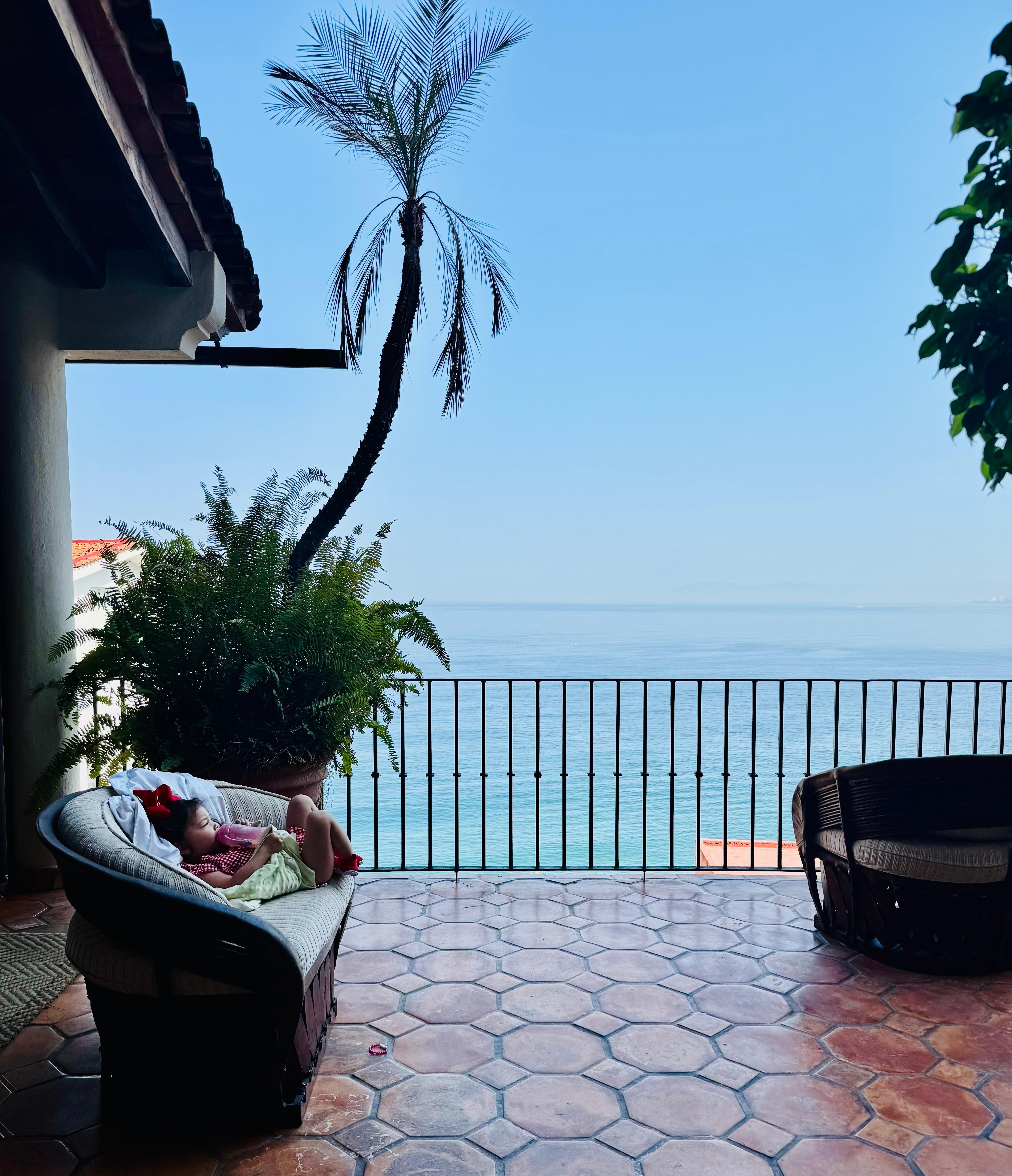 2 year old claimed this chair with the best view as hers for the week