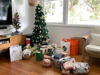 Nice the host provided some Xmas cheer in the way of a tree and decorations.