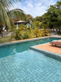 The pool is clean and a good size for property