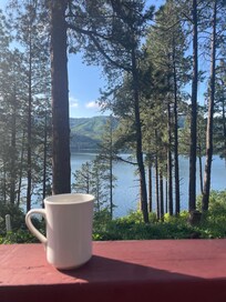Coffee on the deck each morning with this amazing view.