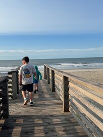 Down one flight of stairs and straight to this boardwalk