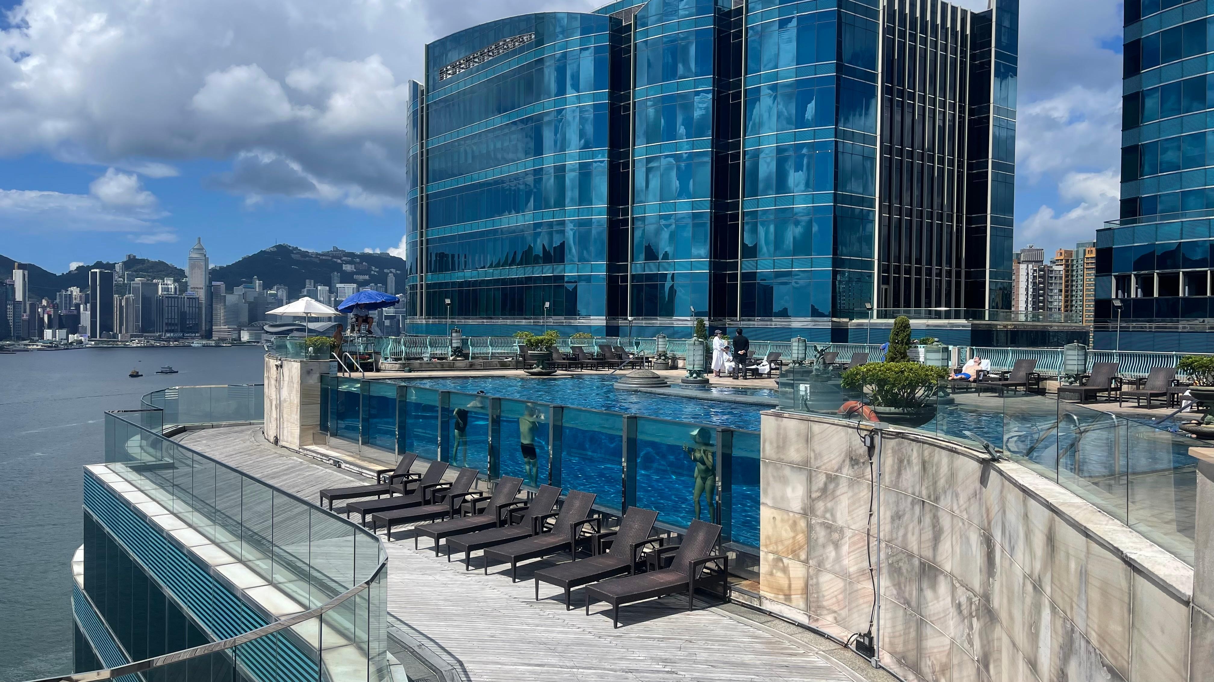 Good size swimming pool on a hot sunny day