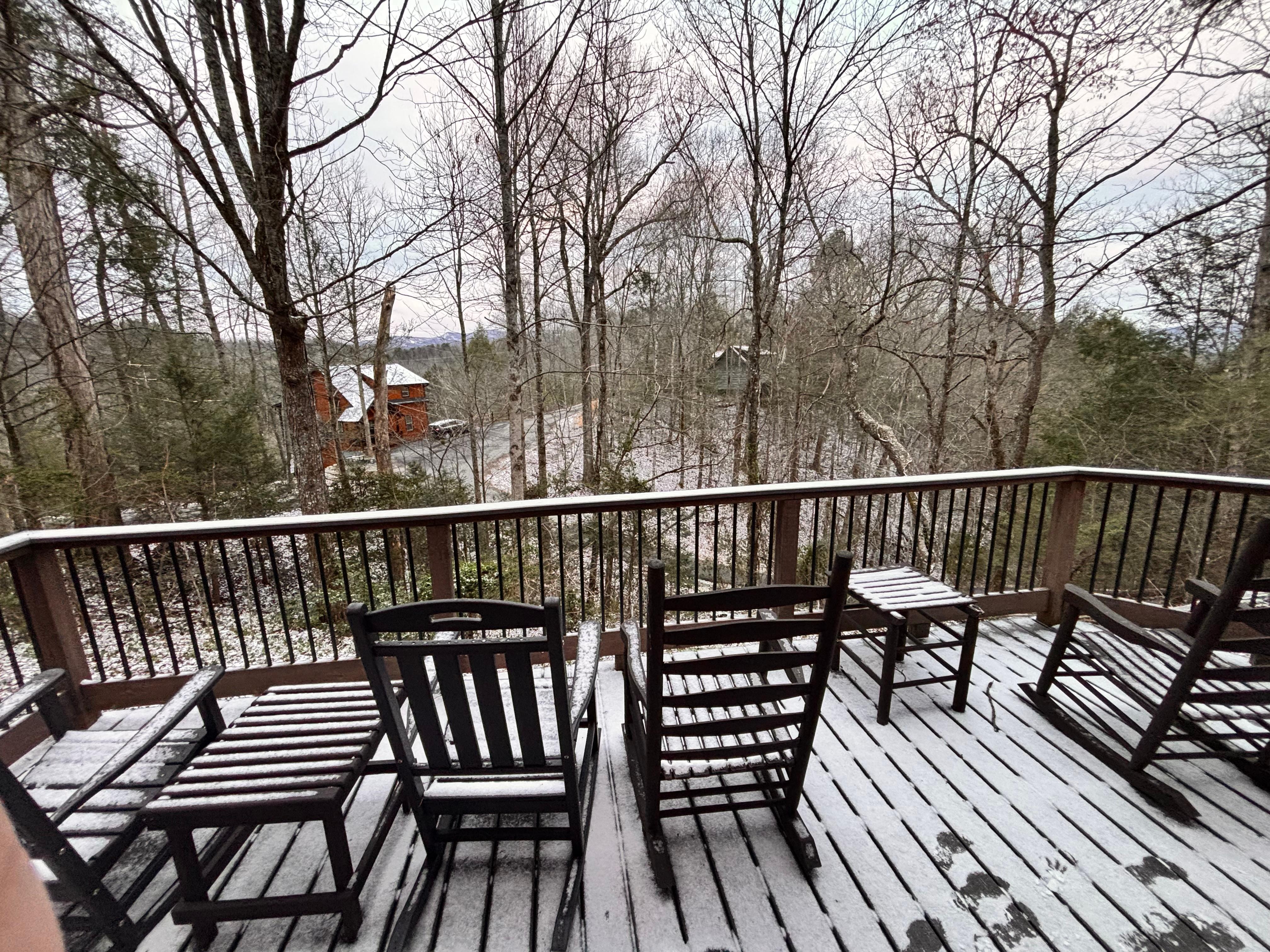 The outside area after a light snowfall.