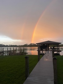 Double rainbow reflecting on the lake!