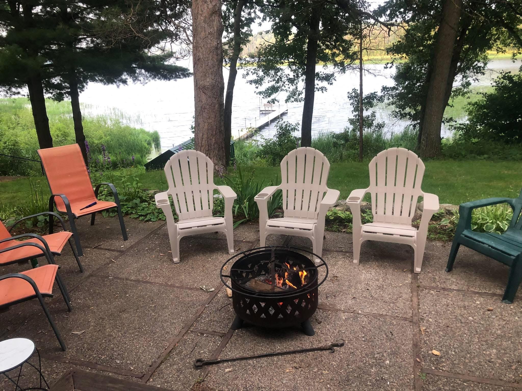 Fire pit on the patio, great view!