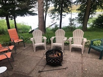 Fire pit on the patio, great view!