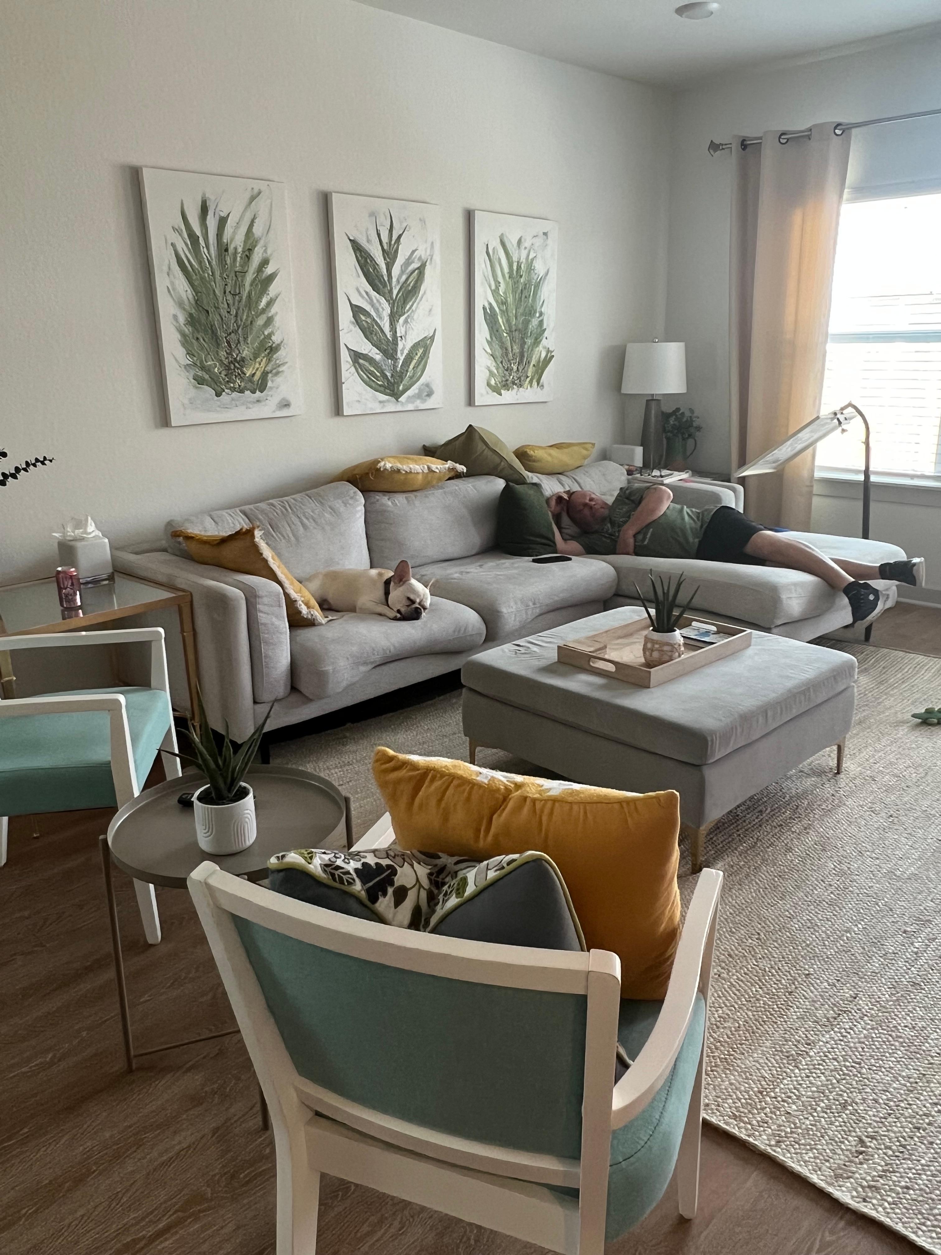 Husband and Fonzie napping.  