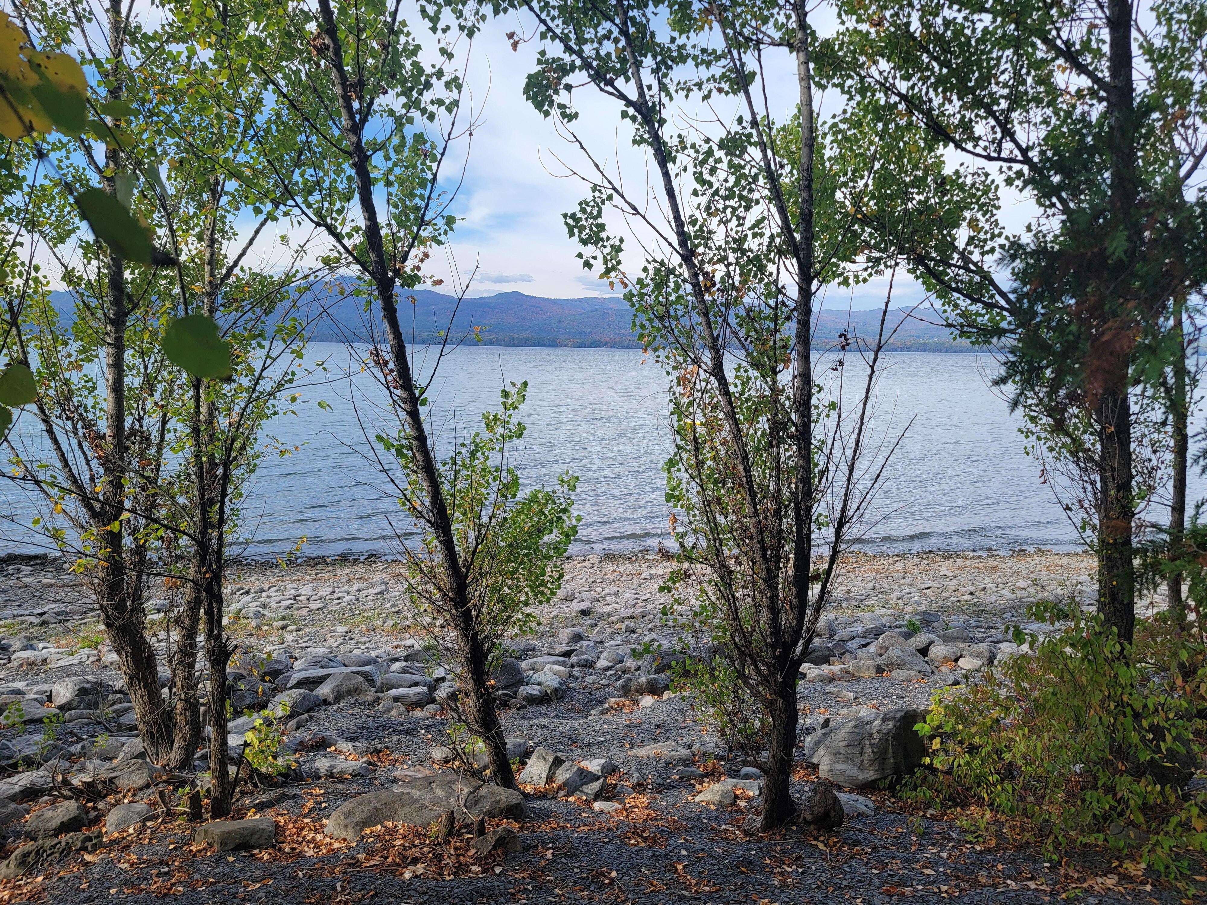 Photo of the lake from above the beach.