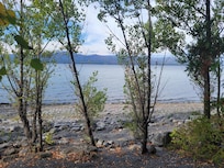 Photo of the lake from above the beach.