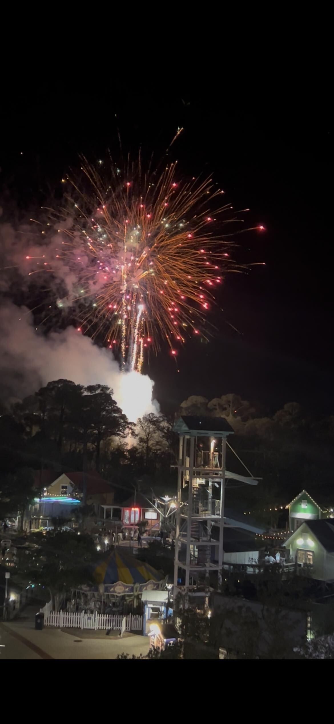Fireworks from the balcony. 