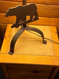 This is the bedside table in one bedroom.