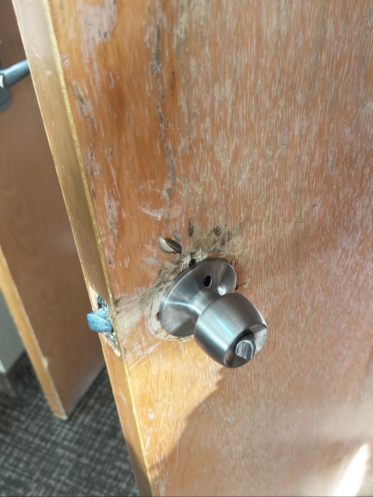 The bathroom door knob