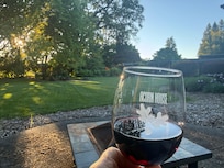 Amazing yard and "acorn wine glass" gifted