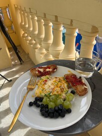 Breakfast on the balcony.