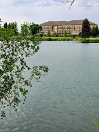 View of hotel, from across the Snake River