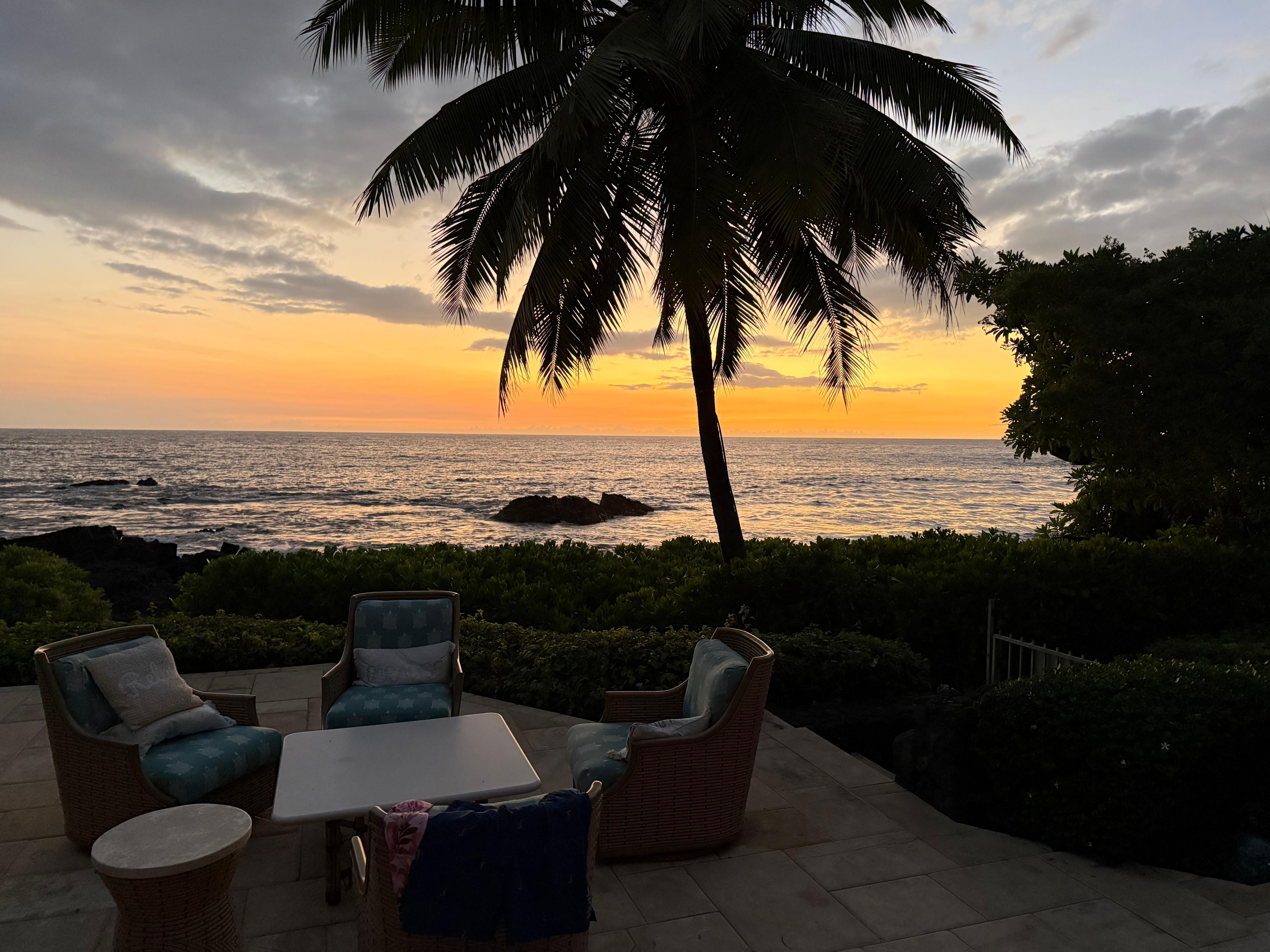 Enjoying sunset from the lanai