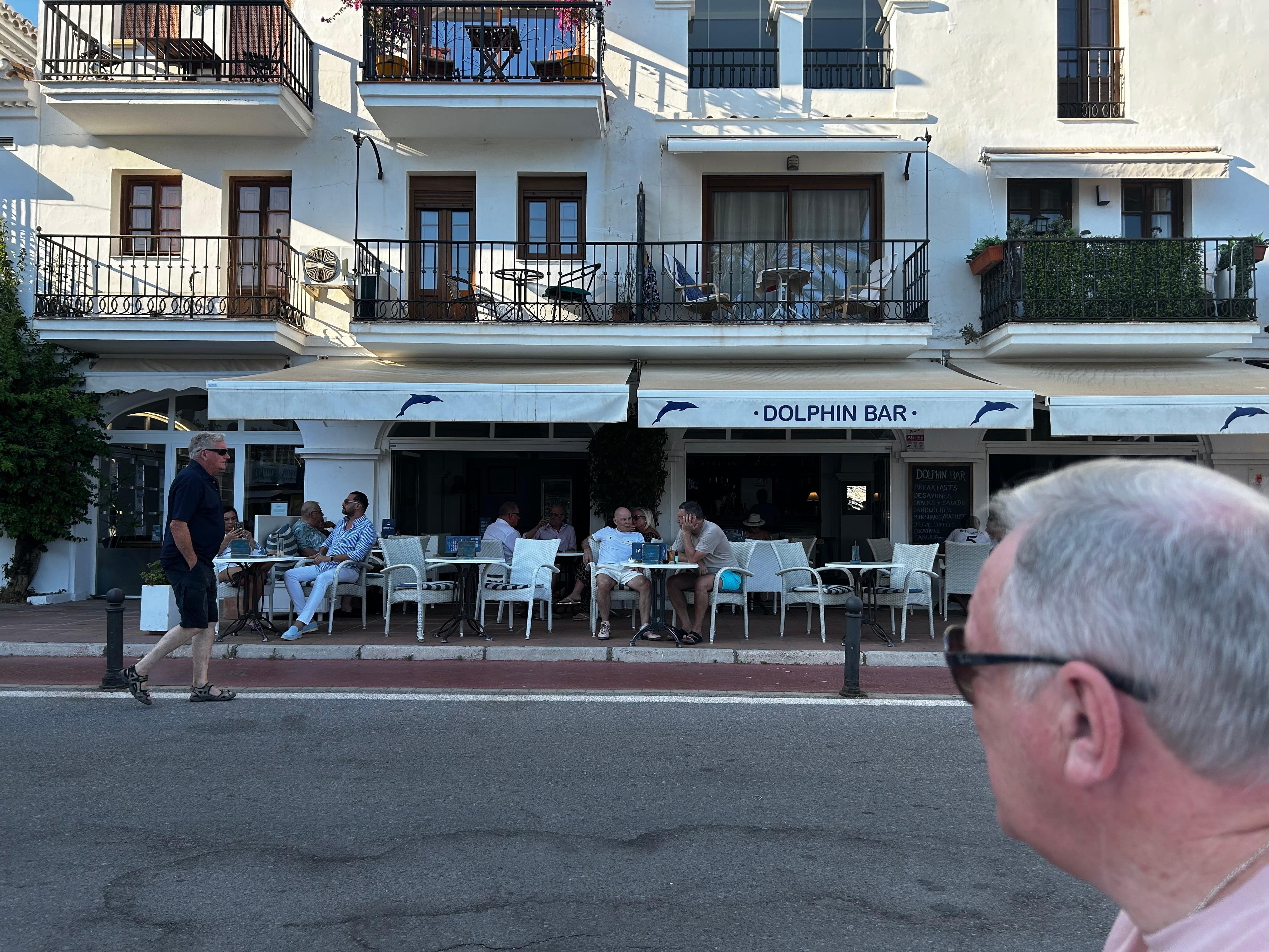 Looking up at the room from the marina 