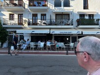 Looking up at the room from the marina