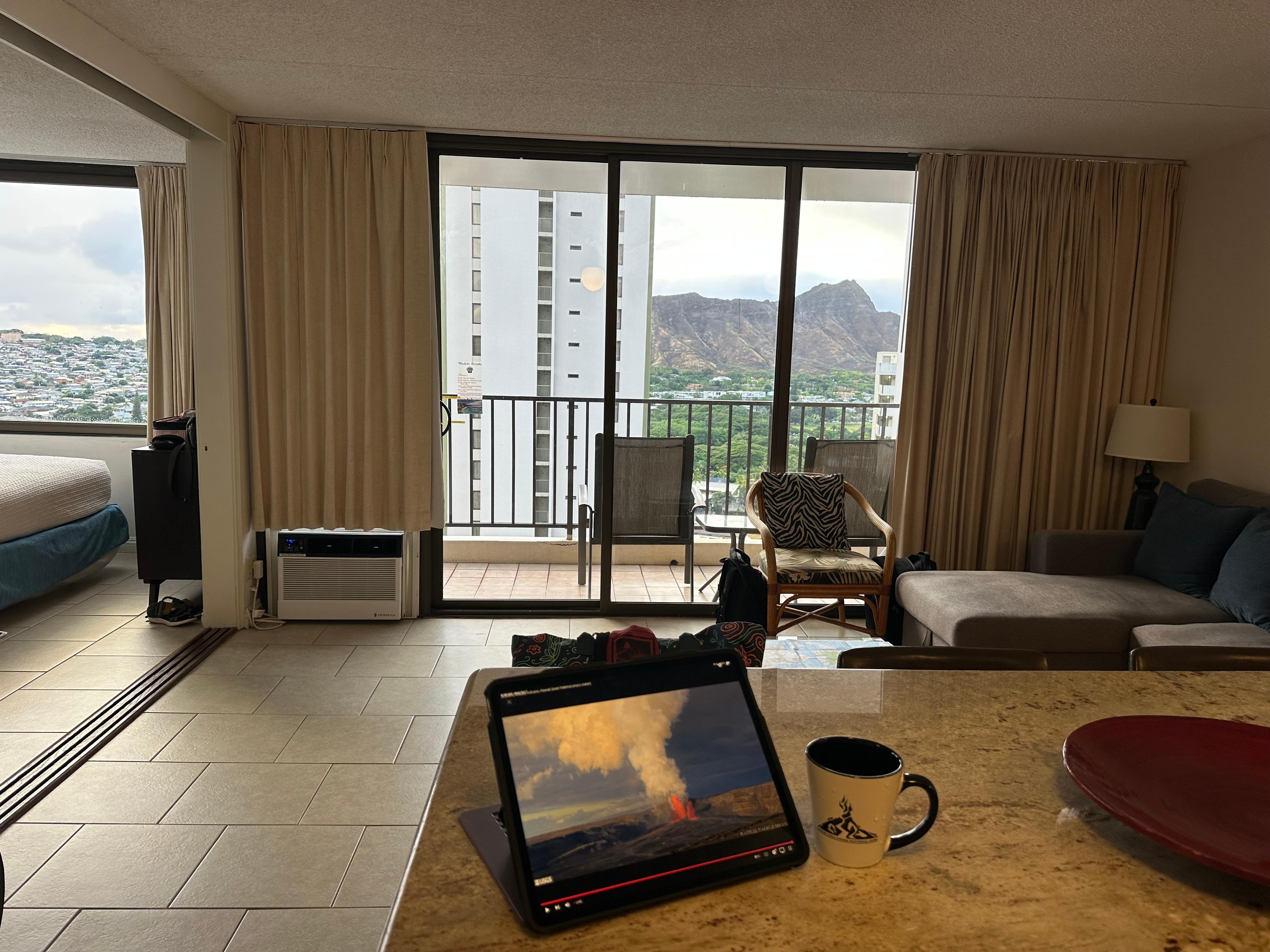 Morning coffee looking out at Diamond Head
